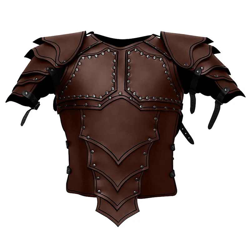 Medieval gladiator knight gauntlet viking vintage leather breastplate armor cosplay dress up props