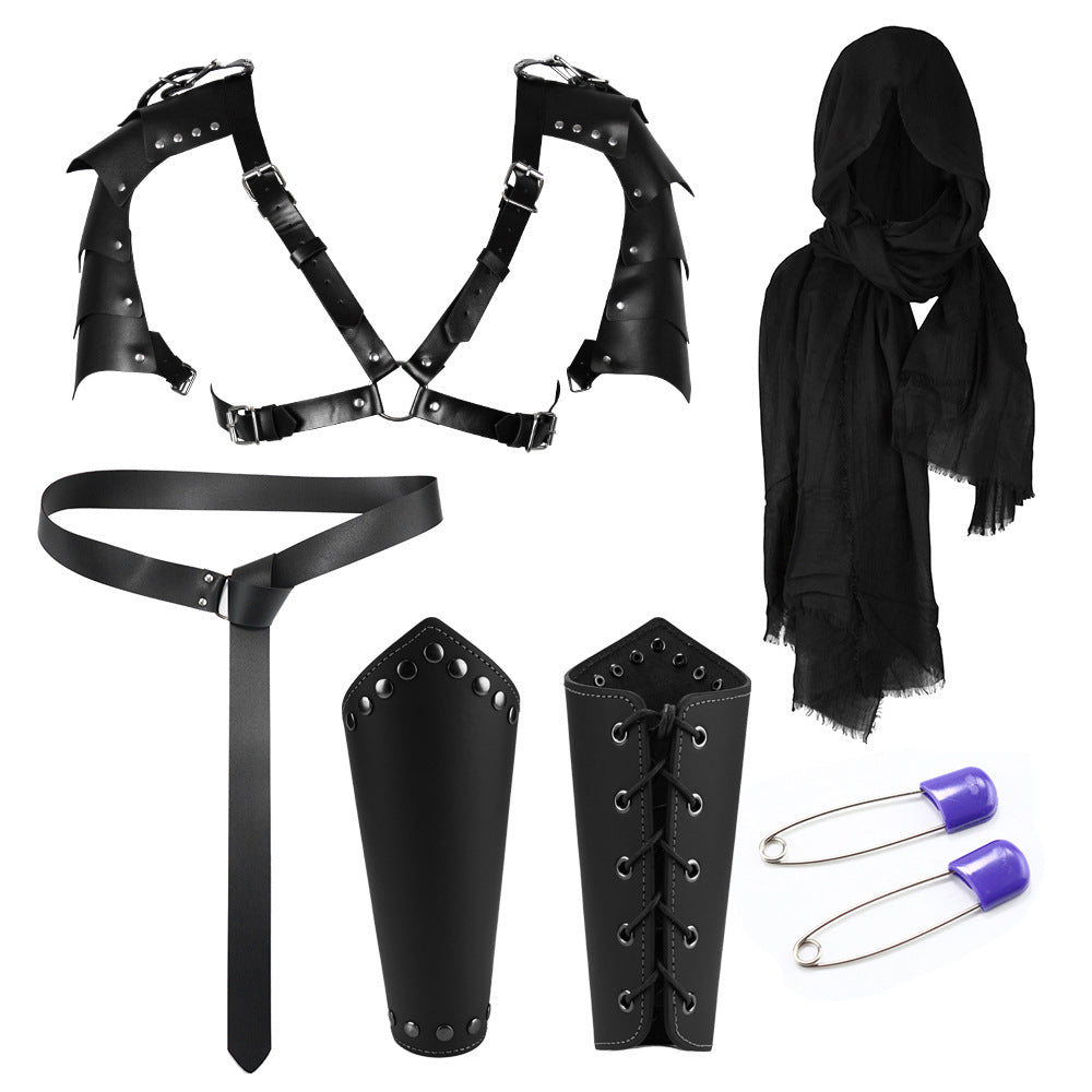 Halloween Carnival Accessories Set Medieval Knight Belt Wrist Guard Shoulder Guard Scabbard Viking cosplay props