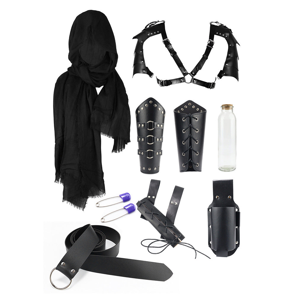 Halloween Carnival Accessories Set Medieval Knight Belt Wrist Guard Shoulder Guard Scabbard Viking cosplay props