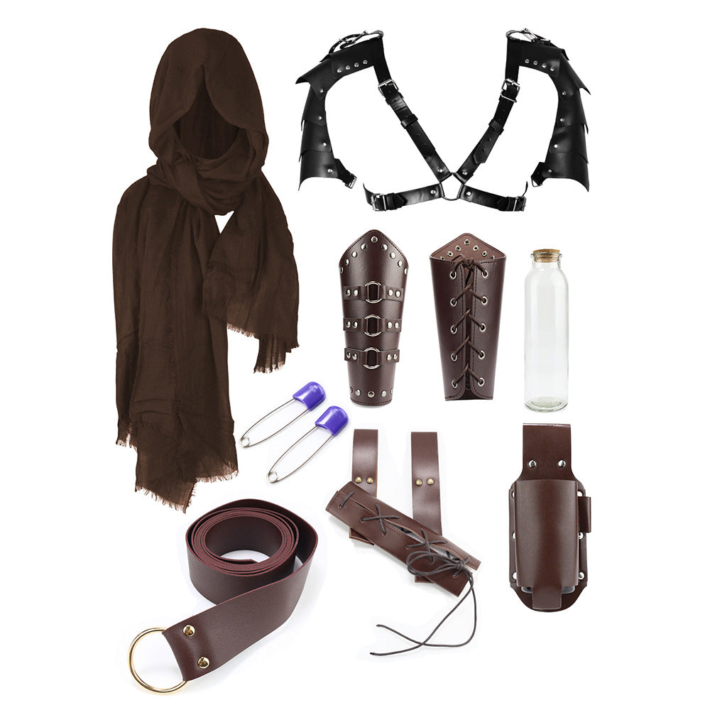 Halloween Carnival Accessories Set Medieval Knight Belt Wrist Guard Shoulder Guard Scabbard Viking cosplay props