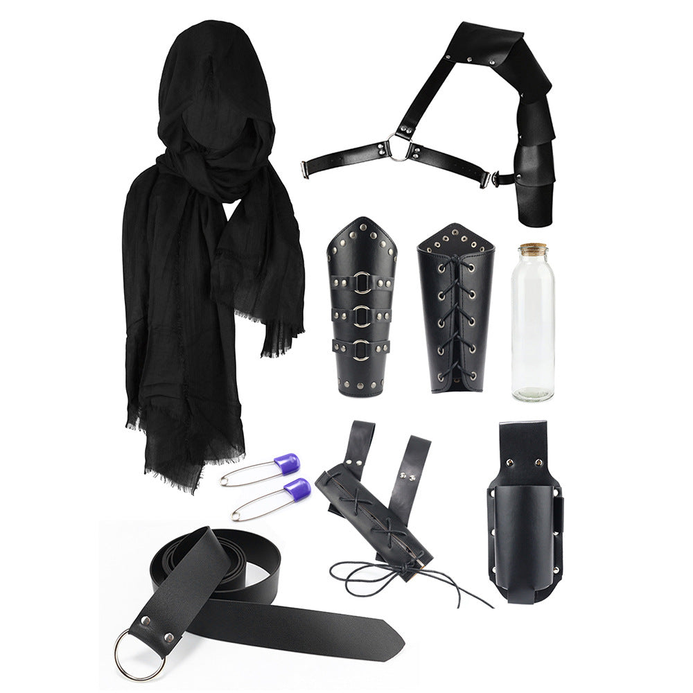 Halloween Carnival Accessories Set Medieval Knight Belt Wrist Guard Shoulder Guard Scabbard Viking cosplay props