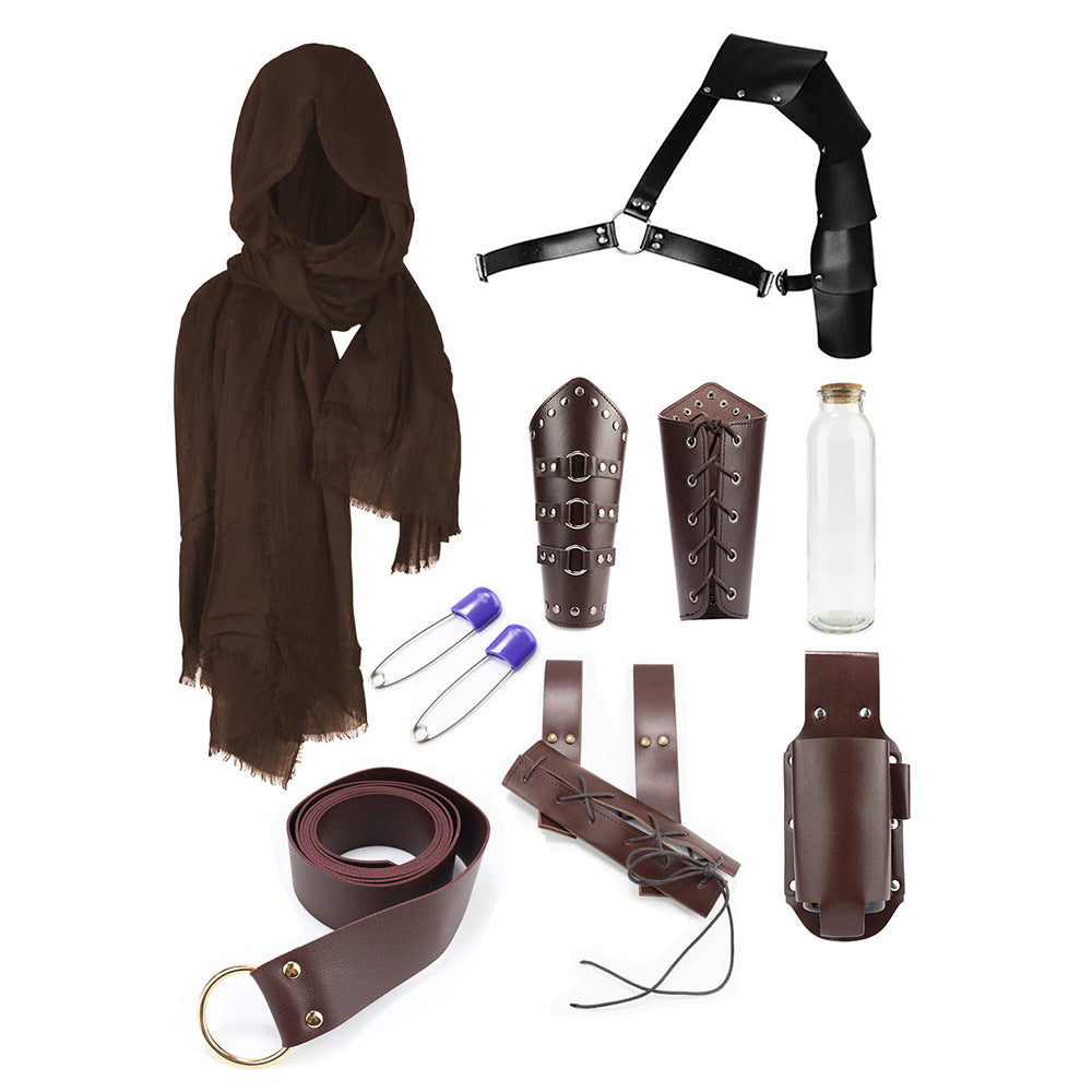 Halloween Carnival Accessories Set Medieval Knight Belt Wrist Guard Shoulder Guard Scabbard Viking cosplay props