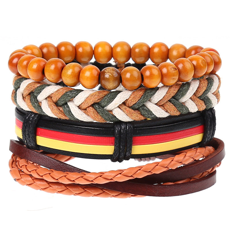 New Vintage Braided Combination Set Cowhide Hand Rope Popular Diy Leather Bracelet Prop
