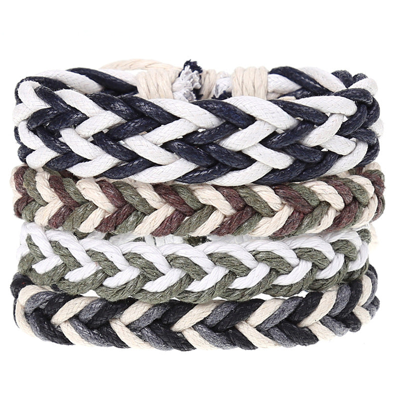 New Vintage Braided Combination Set Cowhide Hand Rope Popular Diy Leather Bracelet Prop