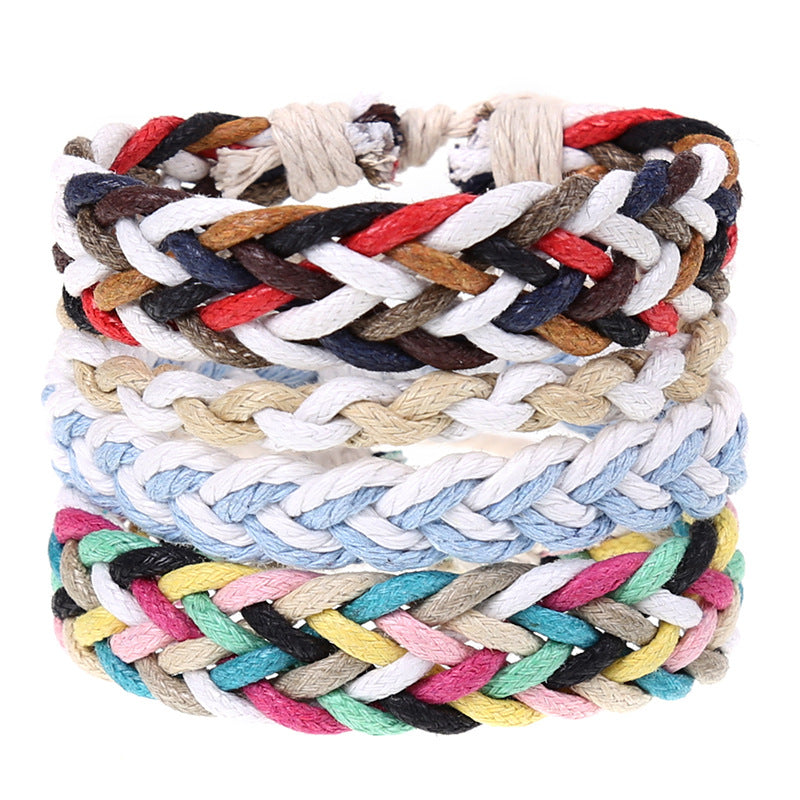 New Vintage Braided Combination Set Cowhide Hand Rope Popular Diy Leather Bracelet Prop